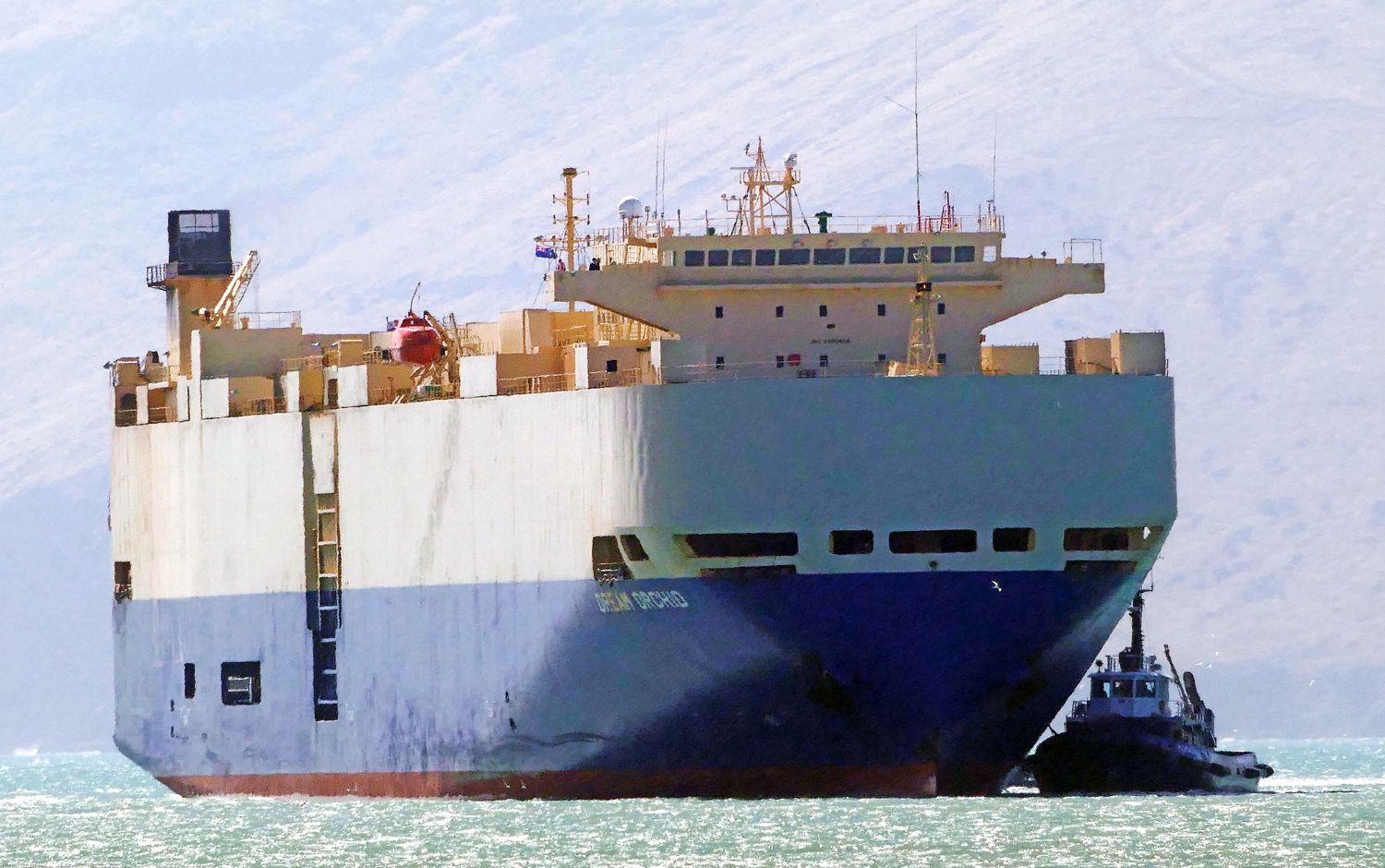 Big car carrier ship at sea, showing roll-on roll-off car shipping for Japanese imported cars to Australia.