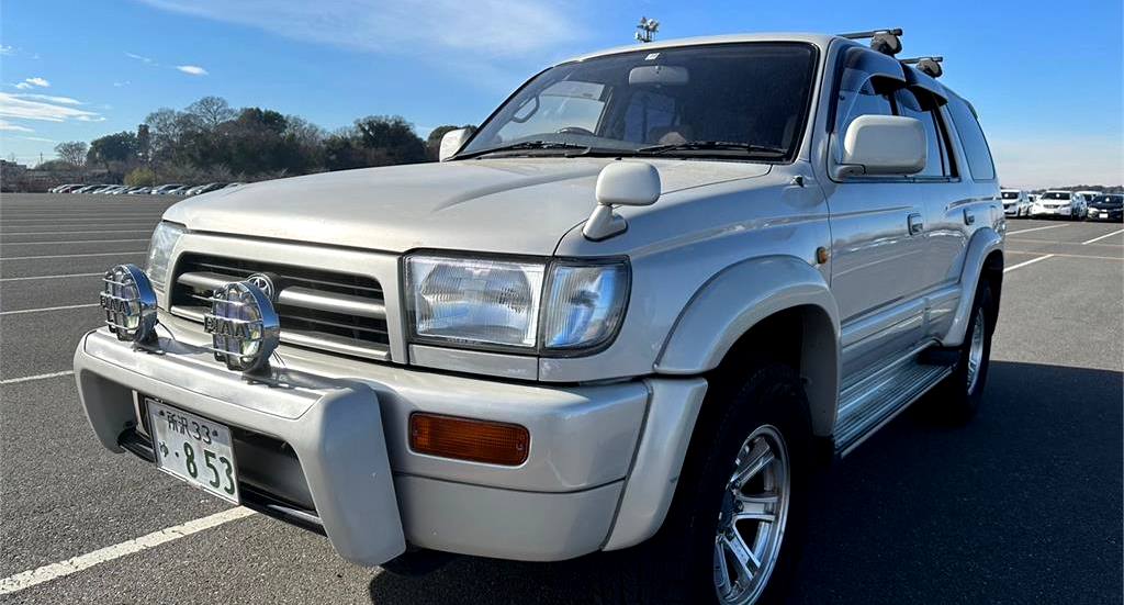 2nd Generation Toyota Hilux Surf SUV, Pearl White, front view. 